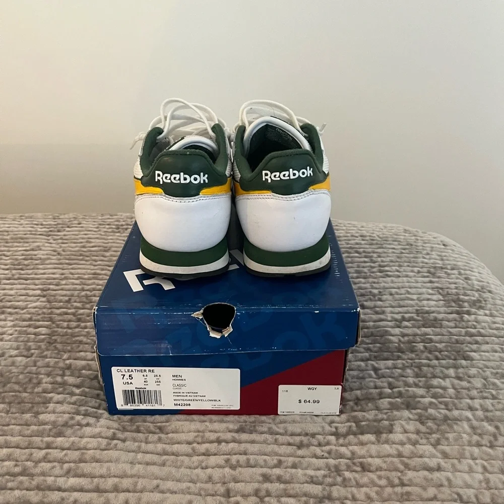 Reebok Men's White Yellow Green Classic Sneakers